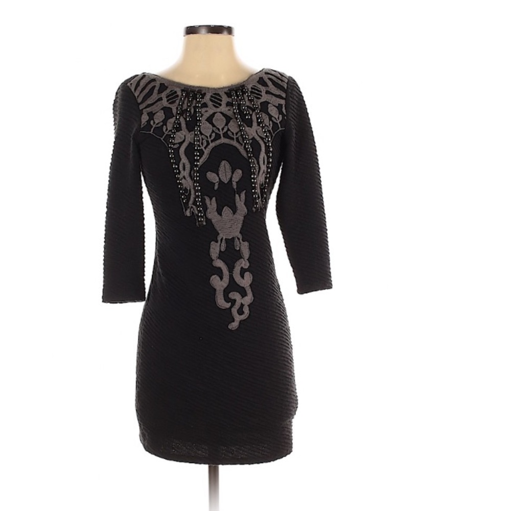 Free People Embroidered Beaded Sweater Dress